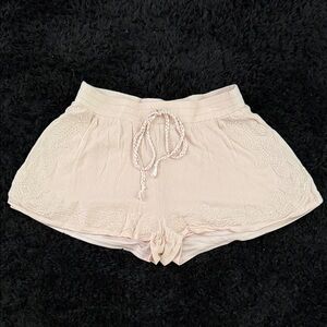 Ina Light Pink Elastic Waist Shorts